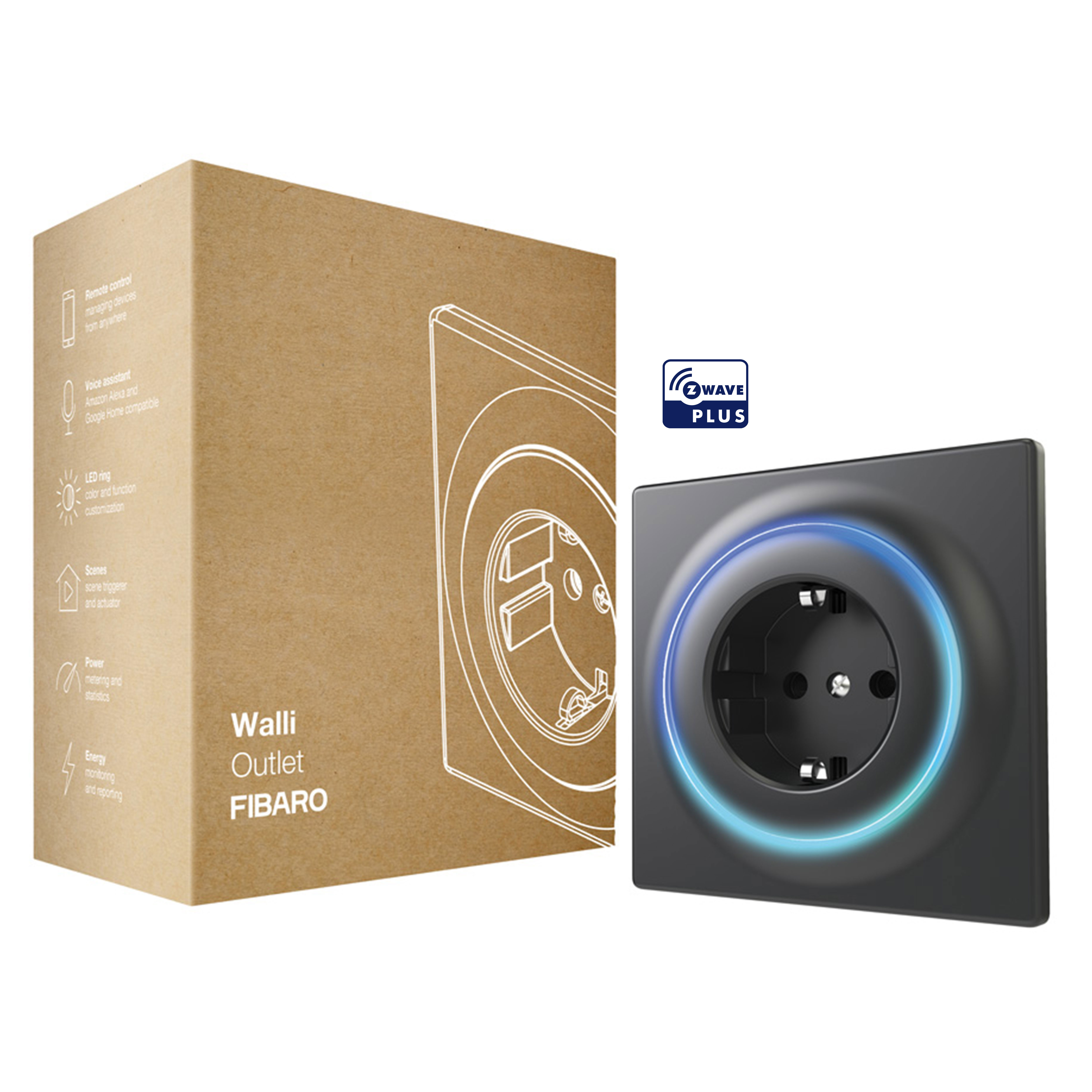 FIBARO Walli Outlet Typ F (Schwarz)