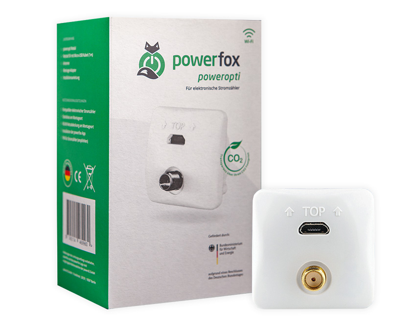 powerfox WLAN Stromzähler Auslesegerät Stromverbrauch Einspeisung PV Anlage Balkonkraftwerk Energiemonitor poweropti PA201901 (LED)