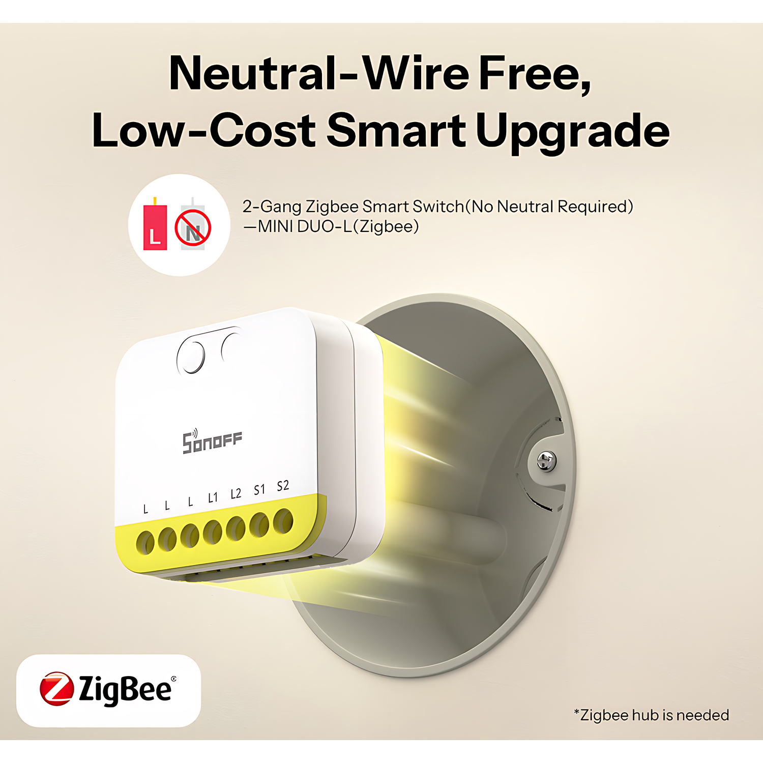 SONOFF MINI DUO-L 2-Fach Smart Switch (Zigbee)