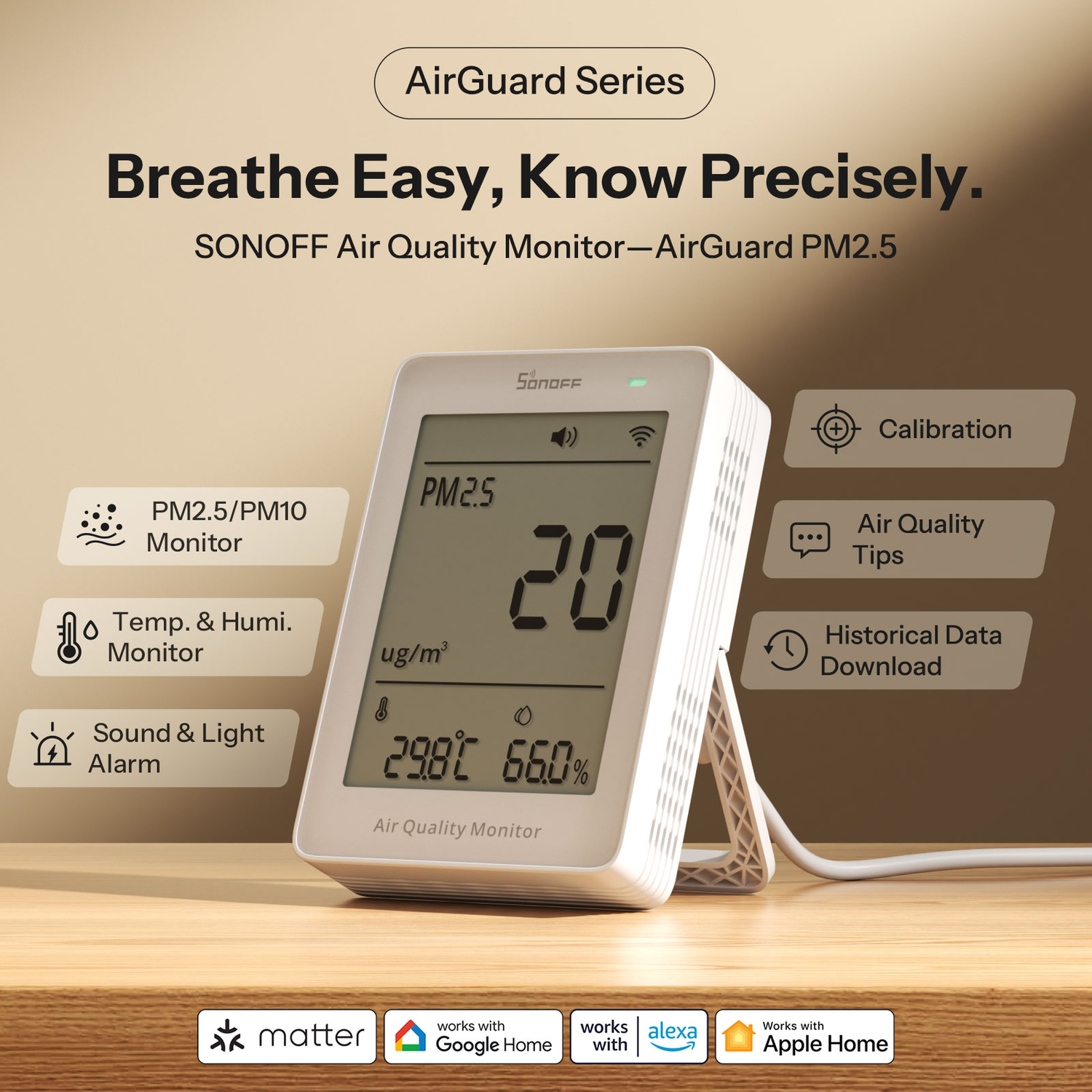 SONOFF AirGuard PM2.5 PM10 Luftqualitätsmonitor (Matter over WiFi)