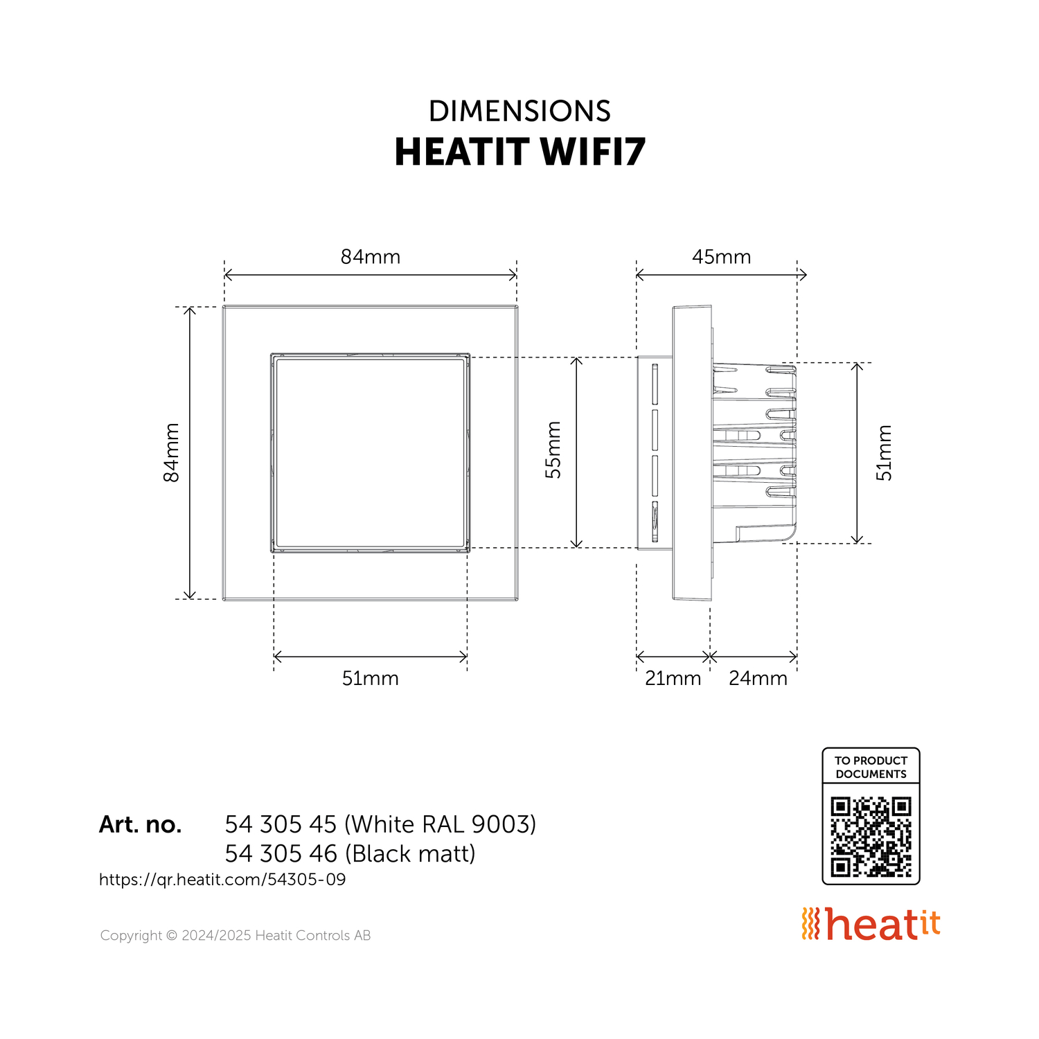 Heatit WiFi7 Thermostat (Weiß RAL 9003)
